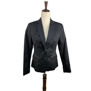 7th Avenue Suiting Black Cotton Blazer Size 4 EUC